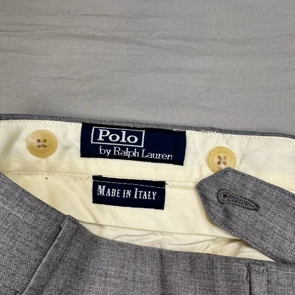Vintage Polo Ralph Lauren Dress Pants Made In Italy Men’s 34x27 Gray Wool‎